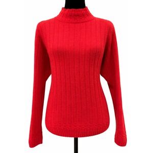 Vintage La Chapelle Womens Pullover Sweater Medium Red Mock Neck  Lambswool